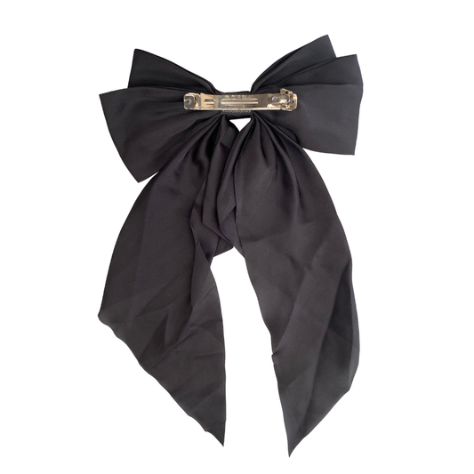 Large Black Satin Hair Bow