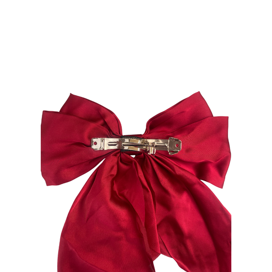 Large Red Satin Hair Bow