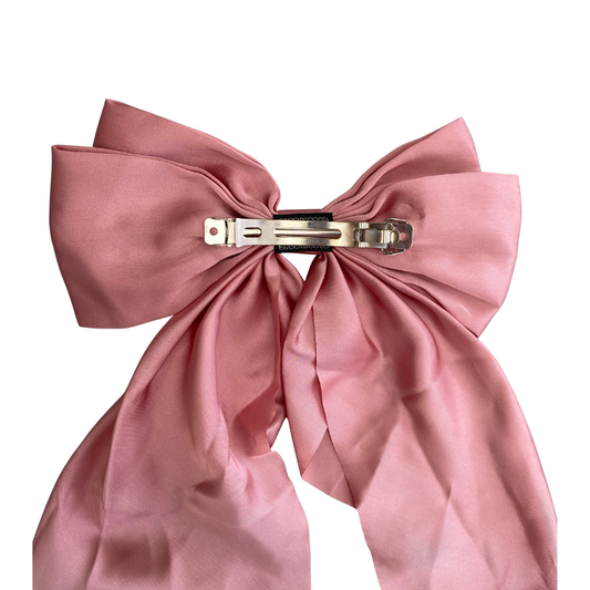Large Pale Pink Satin Hair Bow