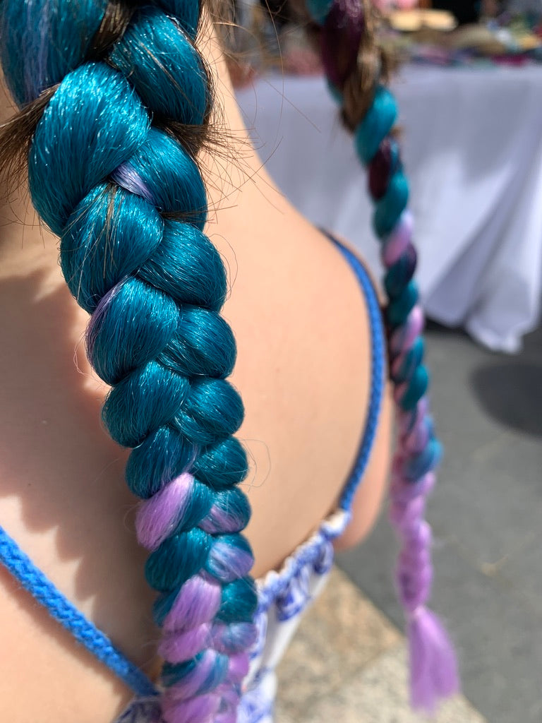 Jumbo Hair Braid (BRTHB001 - Dark Purple, Teal and Lilac)