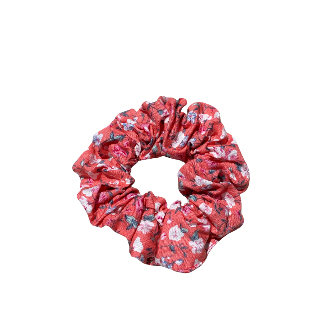 Peach Pink Floral Scrunchie