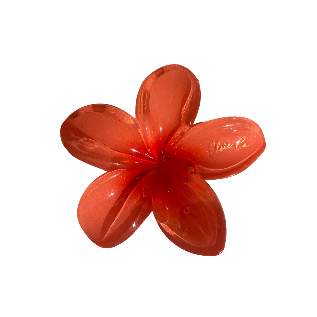 Red Flower Claw Clip
