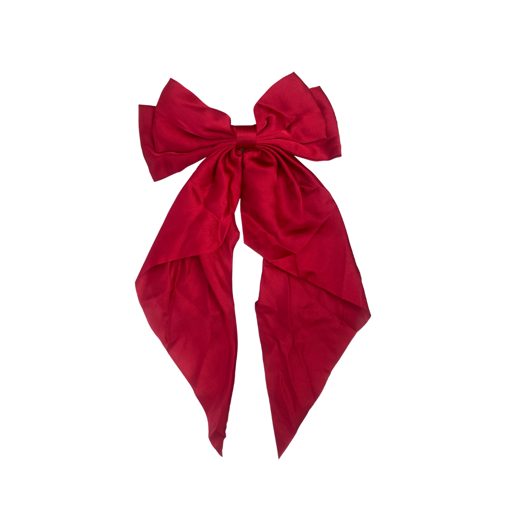 Large Red Satin Hair Bow