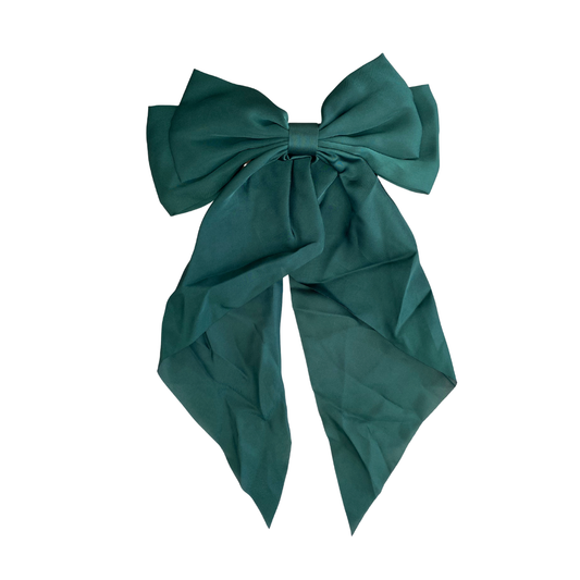 Large Forest Green Satin Hair Bow