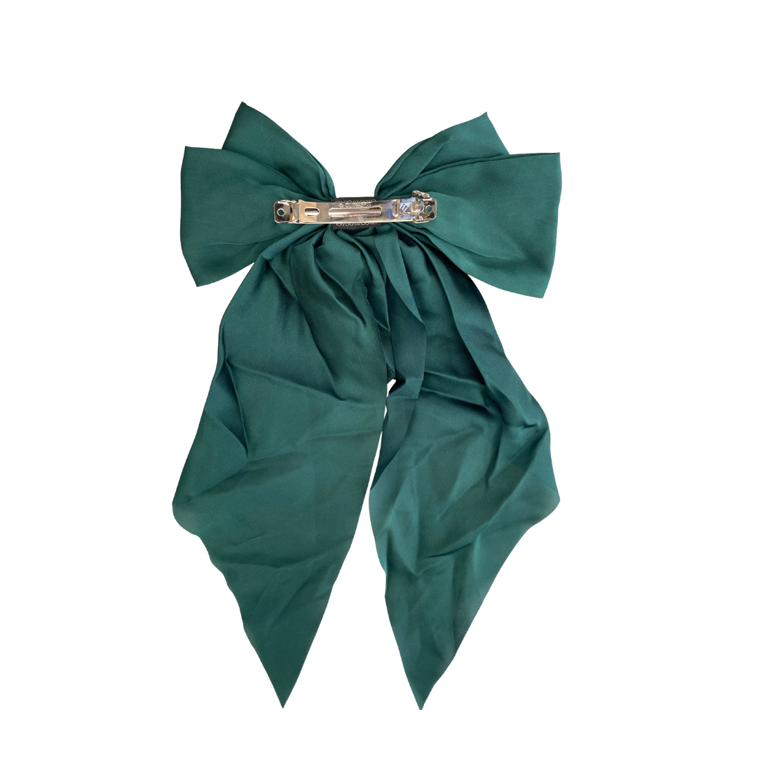 Large Forest Green Satin Hair Bow