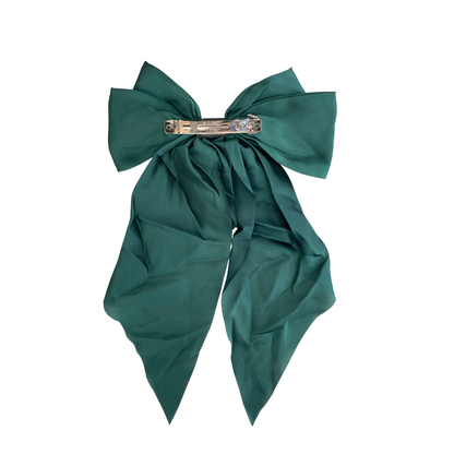 Large Forest Green Satin Hair Bow