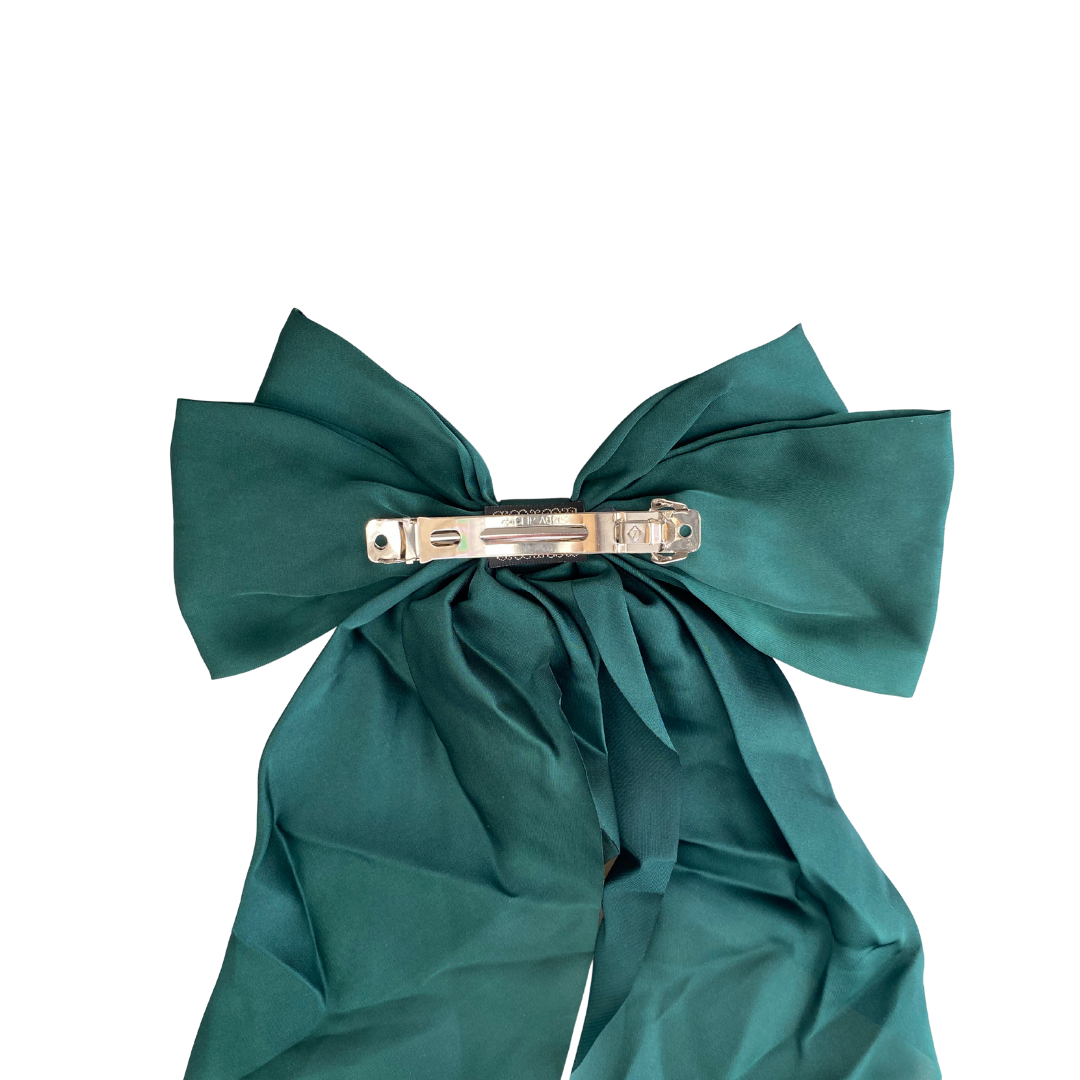 Large Forest Green Satin Hair Bow