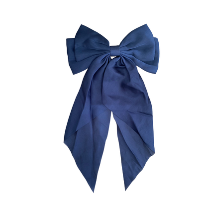 Large Navy Blue Satin Hair Bow