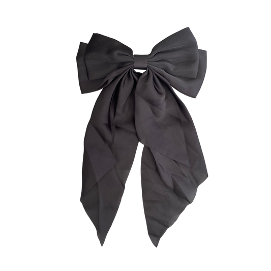 Large Black Satin Hair Bow