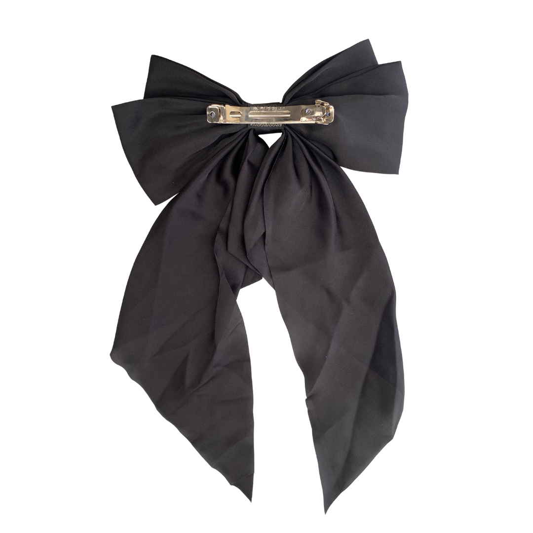 Large Black Satin Hair Bow