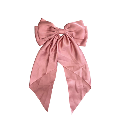 Large Pale Pink Satin Hair Bow