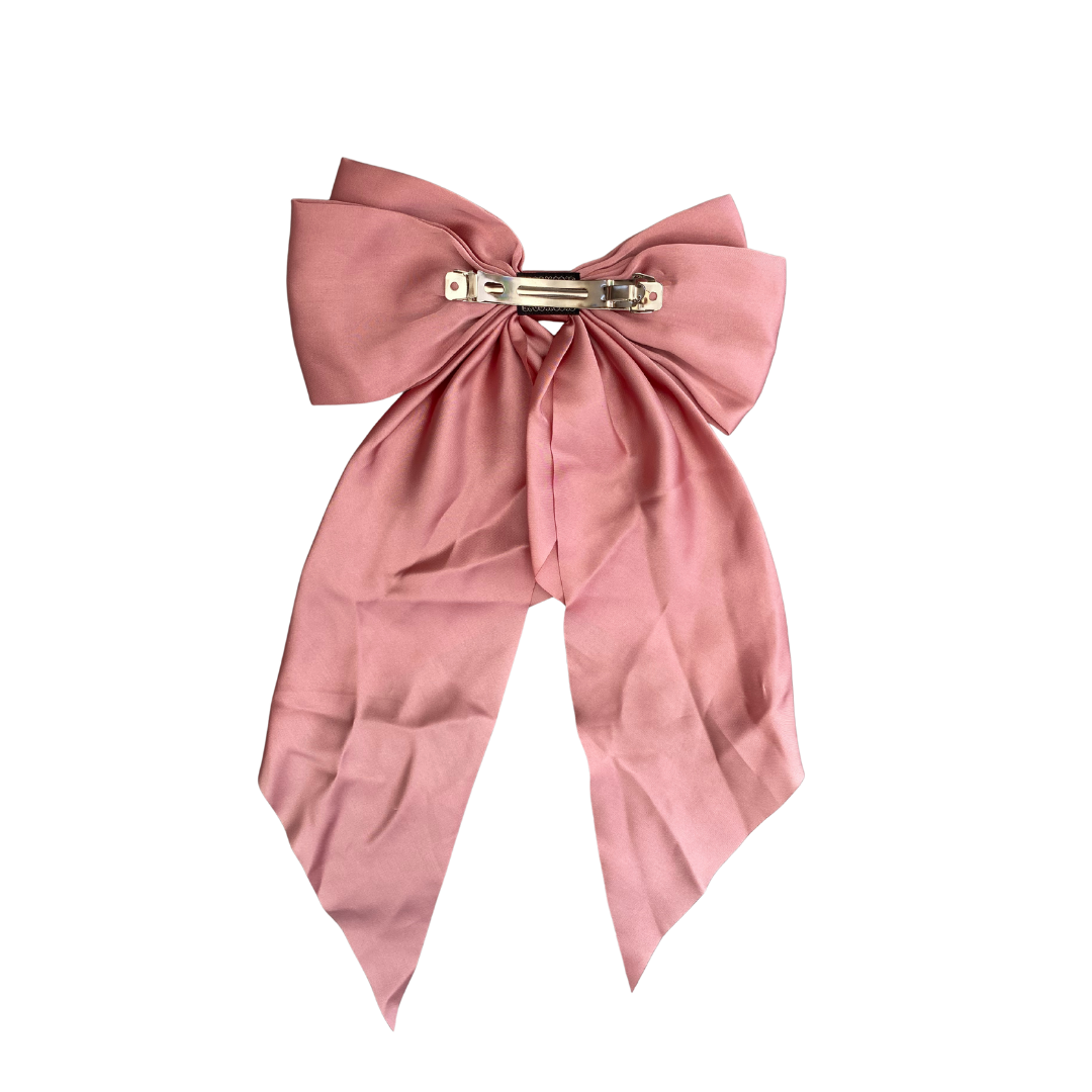 Large Pale Pink Satin Hair Bow