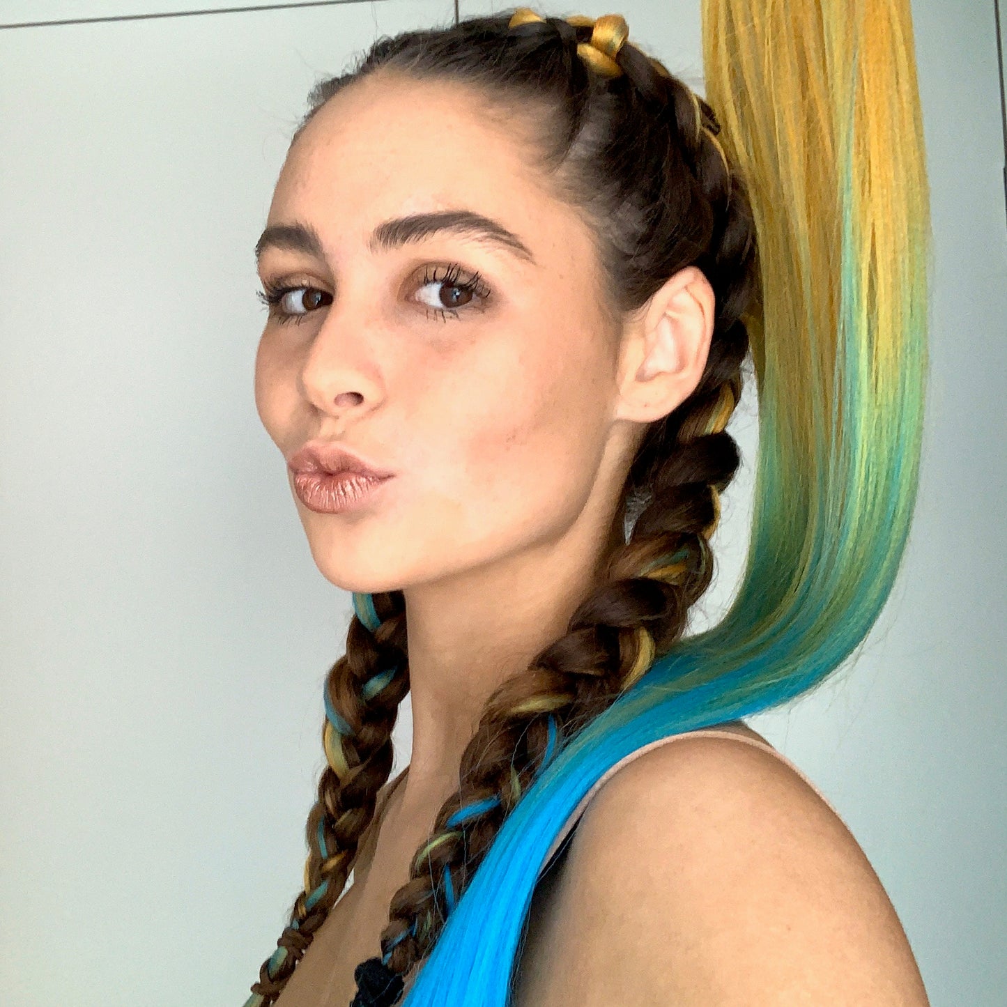 Jumbo Hair Braid (BRTHP006 - Yellow, Green & Aqua)