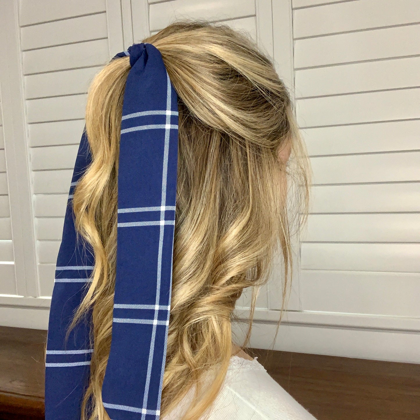 Blair Hair Scarf - Navy Tartan