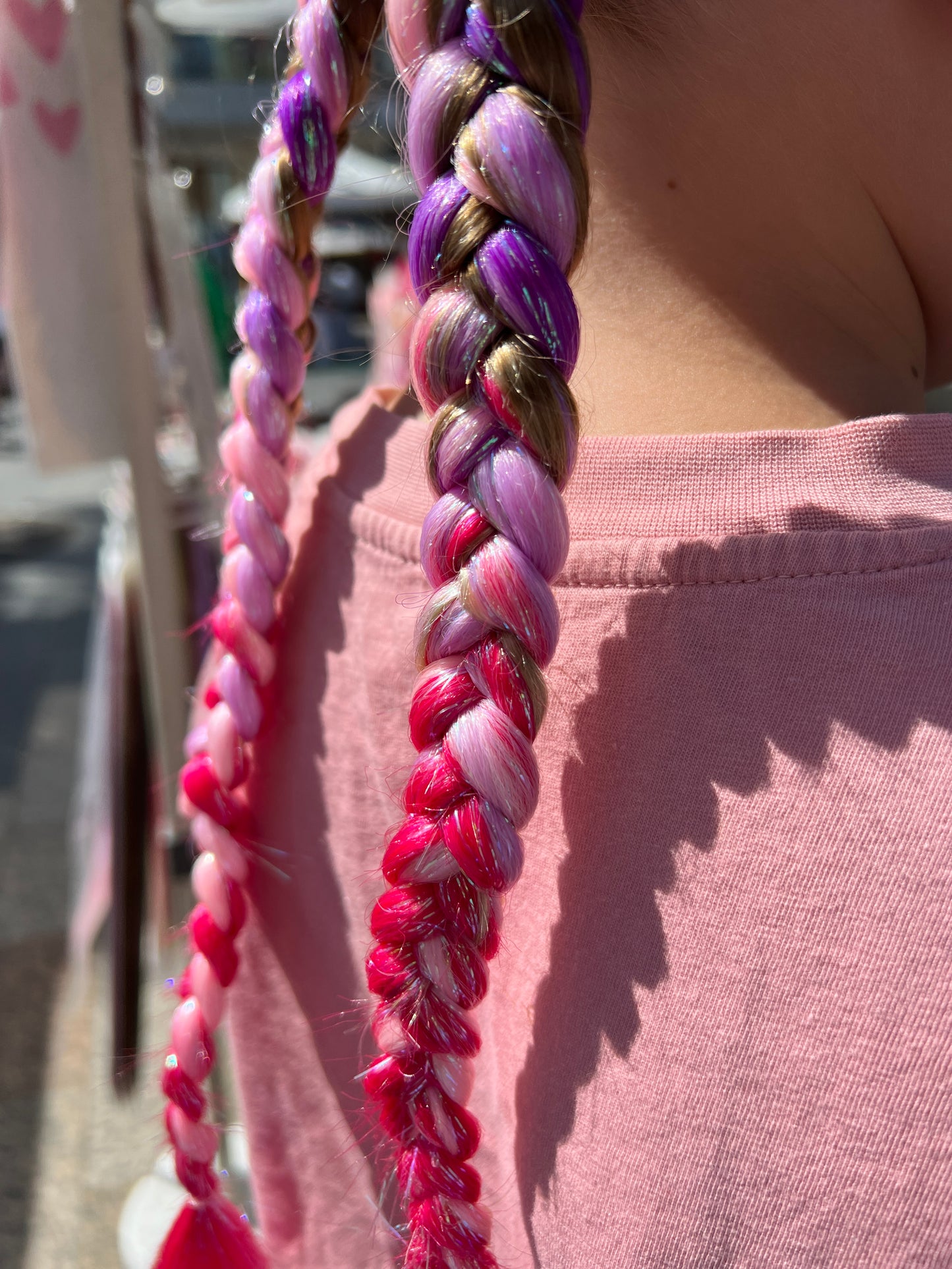 Jumbo Hair Braid (BRFTB004- Purple, Lilac, Pale Pink & Pink with Tinsel)