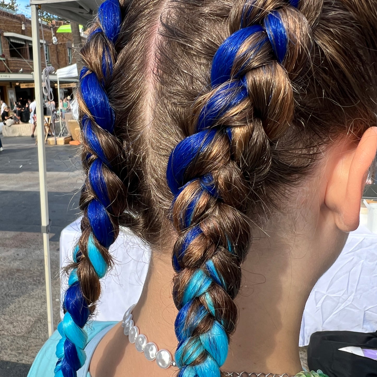 Jumbo Hair Braid (BRTWB001 - Navy/Royal Blue and Light Blue)