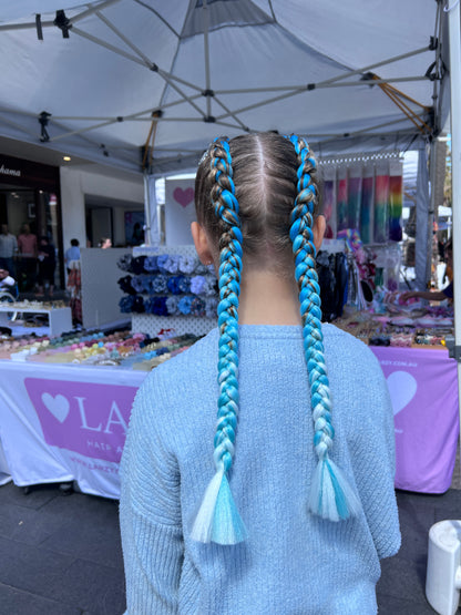 Jumbo Hair Braid (BRFCB001) - Blue, Light Blue, Light Spearmint & White