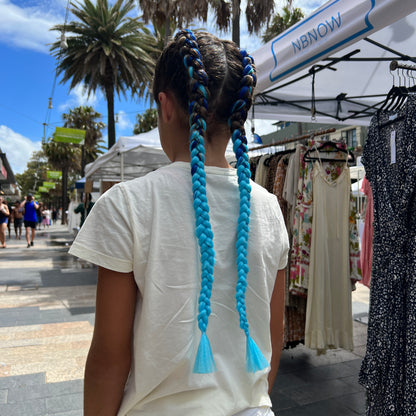 Jumbo Hair Braid (BRTWB001 - Navy/Royal Blue and Light Blue)