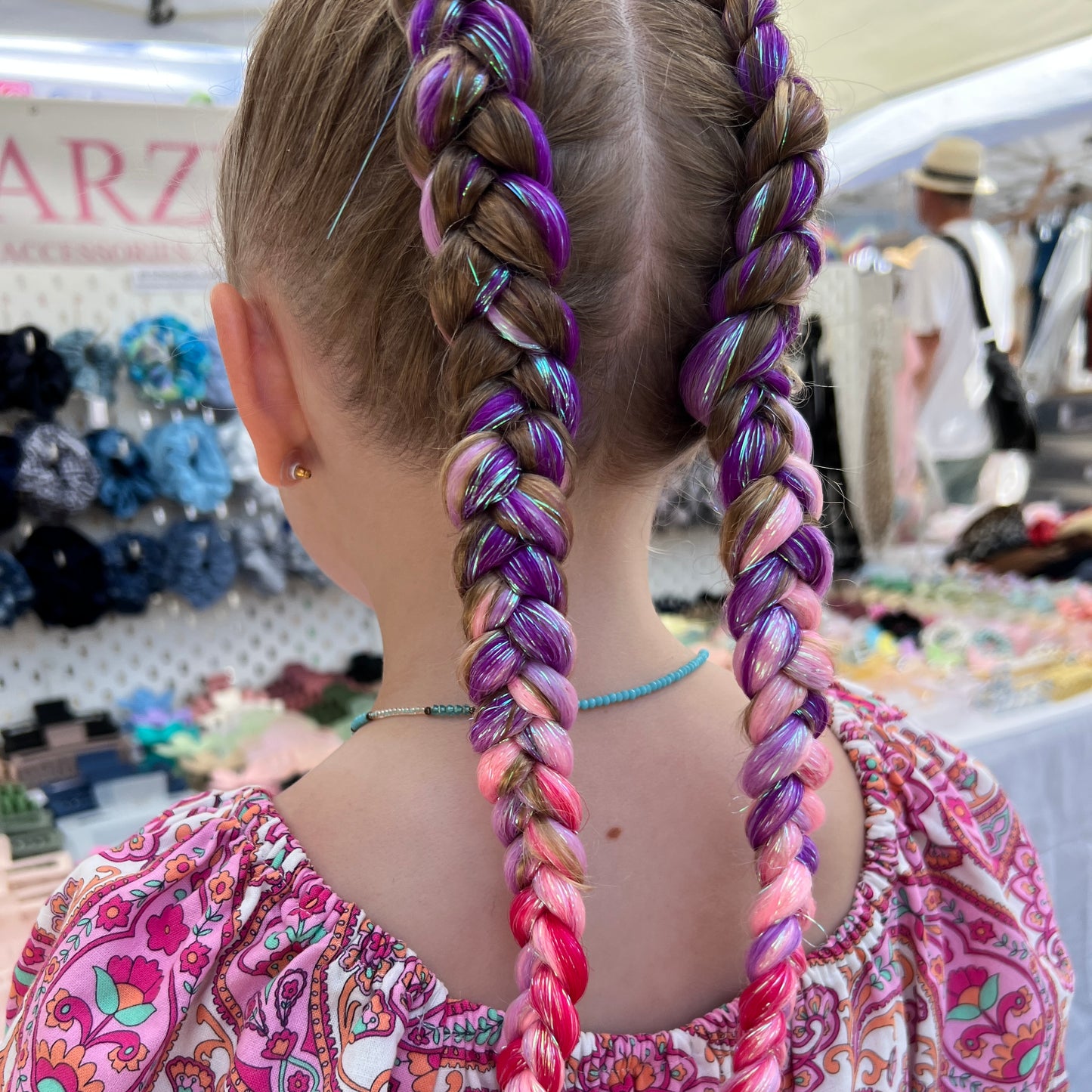 Jumbo Hair Braid (BRFTB004- Purple, Lilac, Pale Pink & Pink with Tinsel)