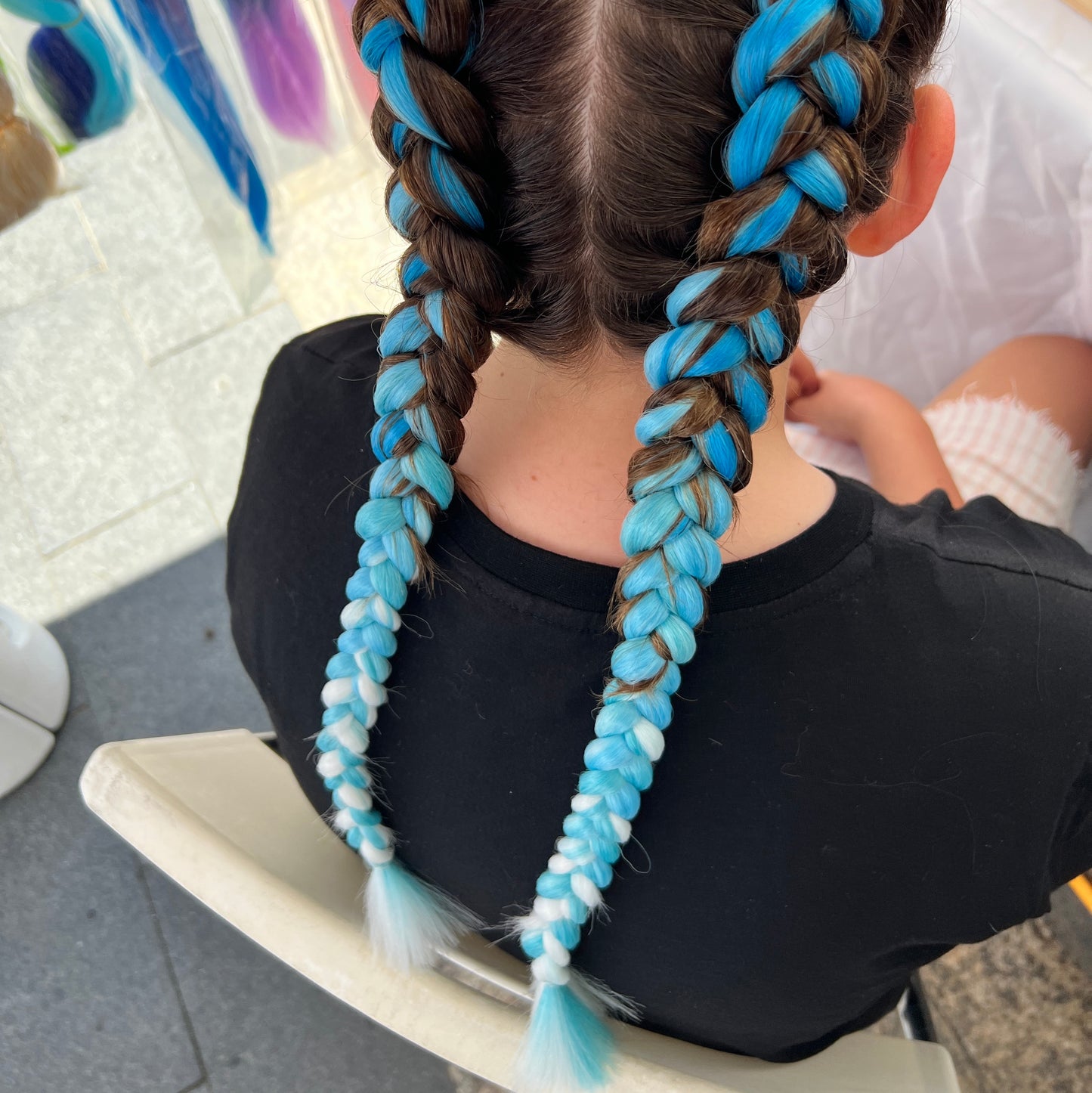 Jumbo Hair Braid (BRFCB001) - Blue, Light Blue, Light Spearmint & White