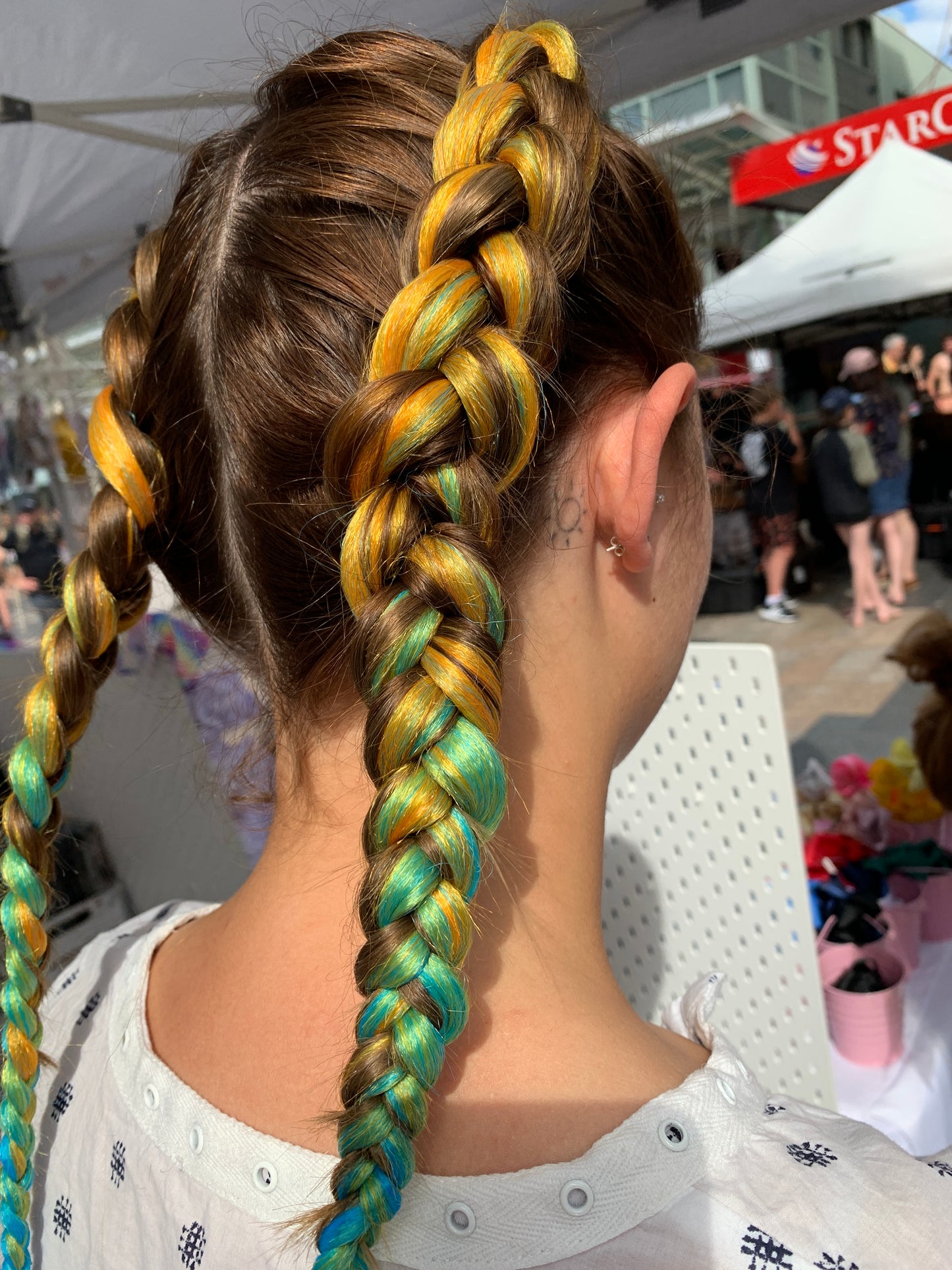 Jumbo Hair Braid (BRTHP006 - Yellow, Green & Aqua)