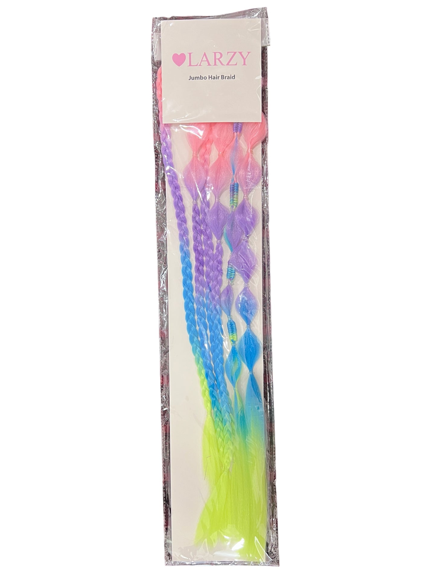 Bubble hair braid on elastic in a mixture of pink, purple, blue and fluro yellow (BRBBB001)