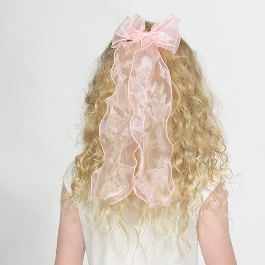 Pink long hair bow