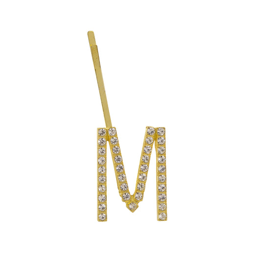 Letter M Bobby Pin - Gold