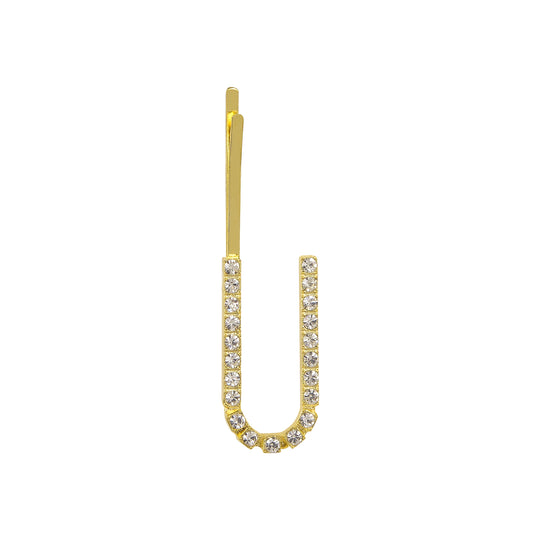 Letter U Bobby Pin - Gold