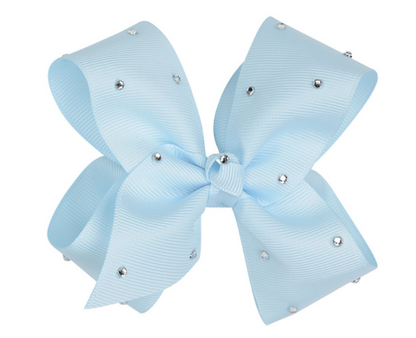 Blue - Light Blue Diamante Bow Ribbon Width 38mm