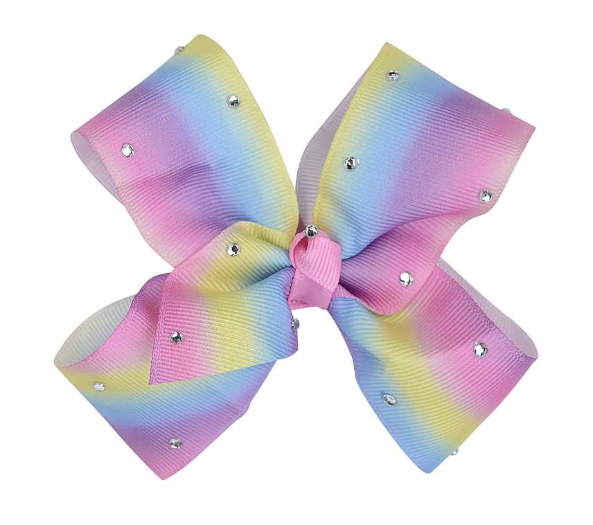 Rainbow diamante bow