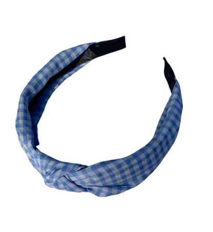 Blue and White Check Headband