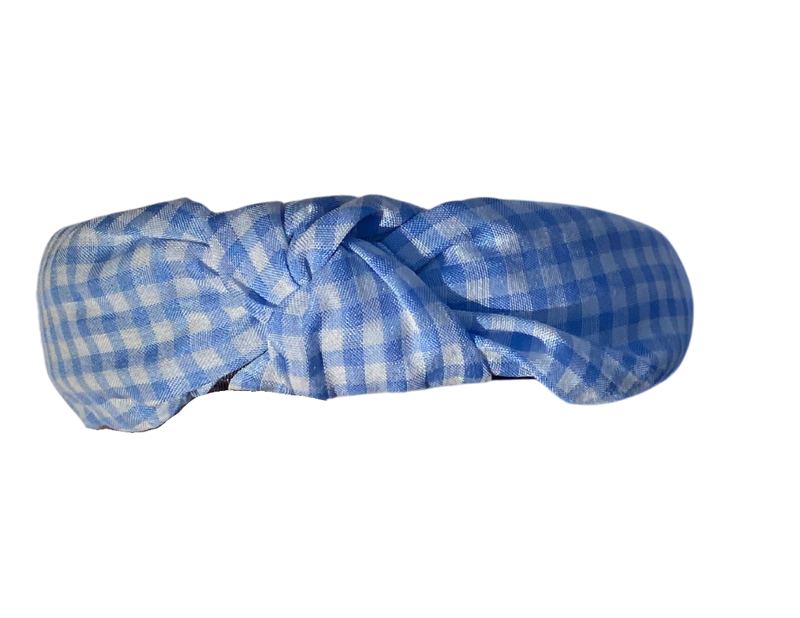 Blue and White Check Headband