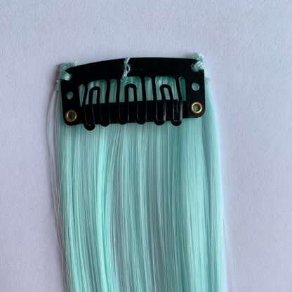 Clip in light spearmint hair extension